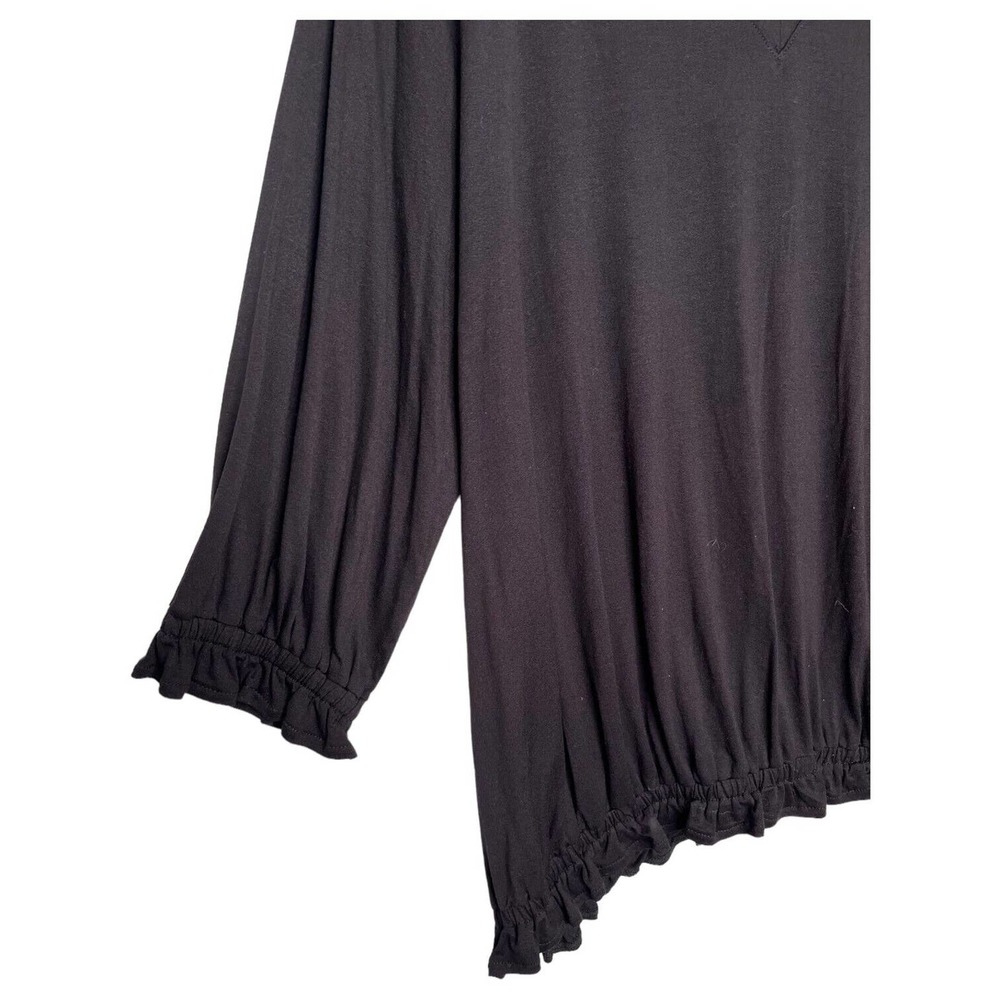Lane Bryant Top Womens 22 24 V Neck Long Sleeve Cinched Bottom Tie Back Black - Picture 3 of 12
